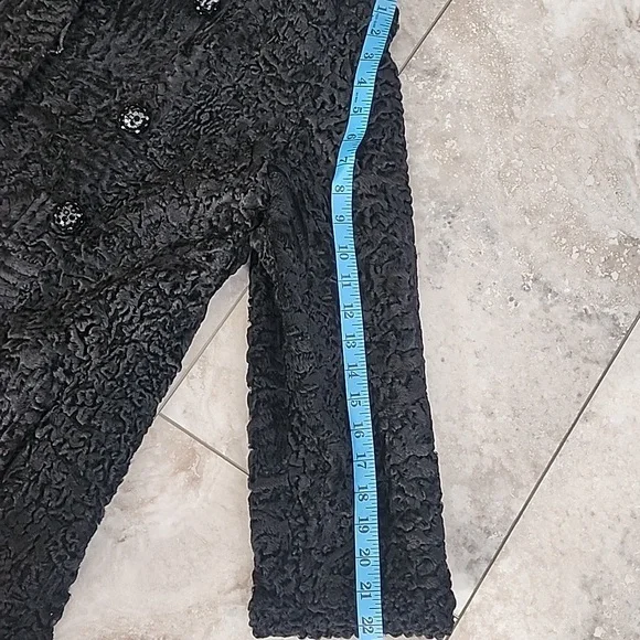 VINTAGE REAL FUR PERSIAN LAMB FOX FUR COLLAR LINED COAT EUC - Picture 14 of 15